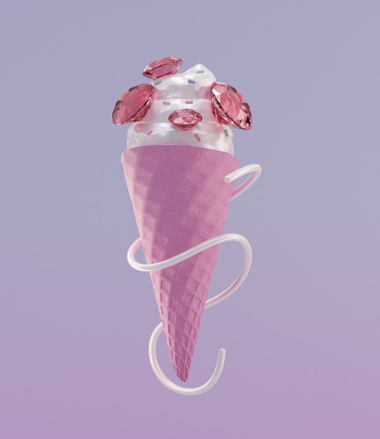 Free photo pink diamonds with ice cream cone