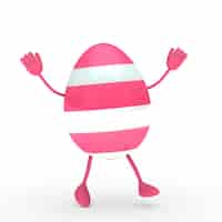 Foto gratuita uovo rosa con mani e piedi