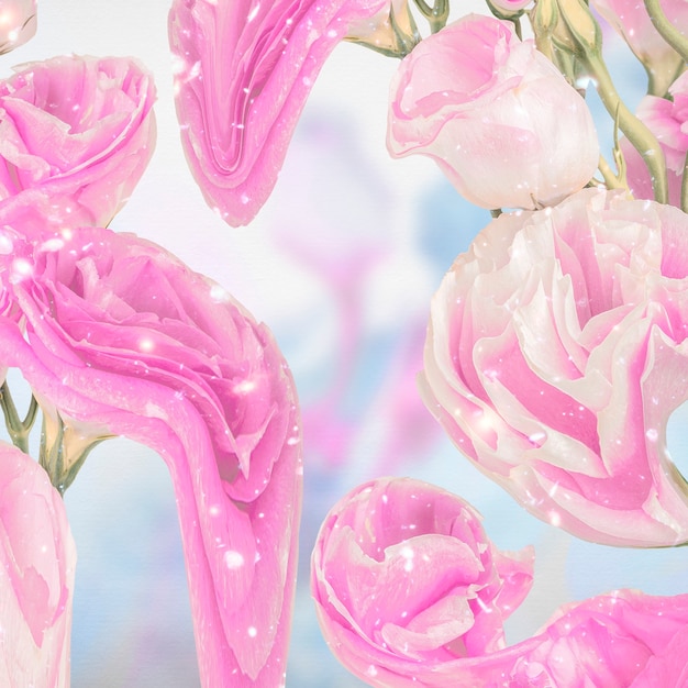 Free photo pink floral background wallpaper, trippy aesthetic design