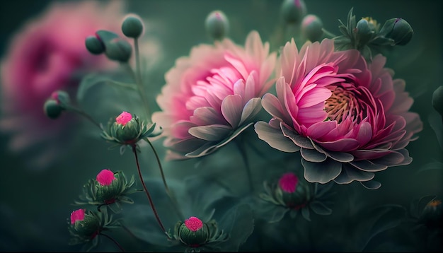 Foto gratuita un capolino rosa con petali multicolori generato dall'intelligenza artificiale