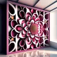 Free photo a pink flower wall art with a white background.