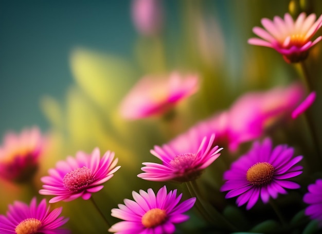 Free photo pink flowers on a blue background