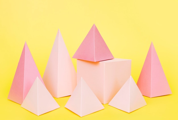 Pink geometric paper objects