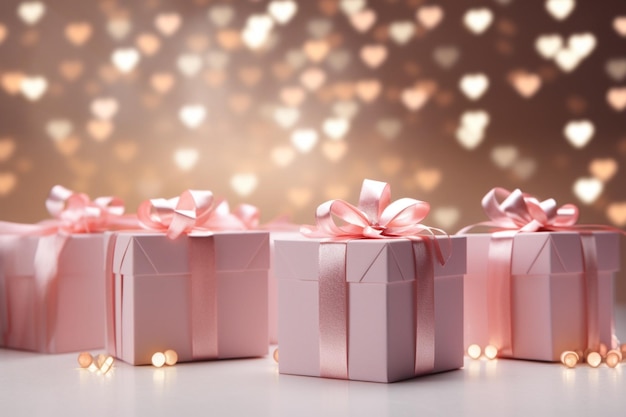 Розовая подарочная коробка для праздничных баннеров