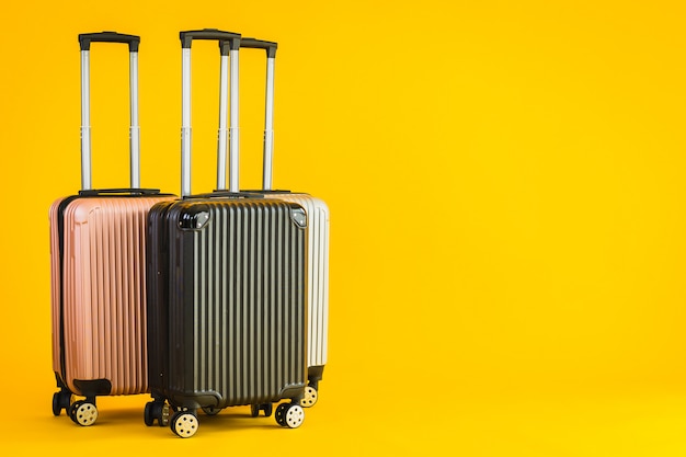 Pink Gray Black color luggage or baggage bag use for transportation travel