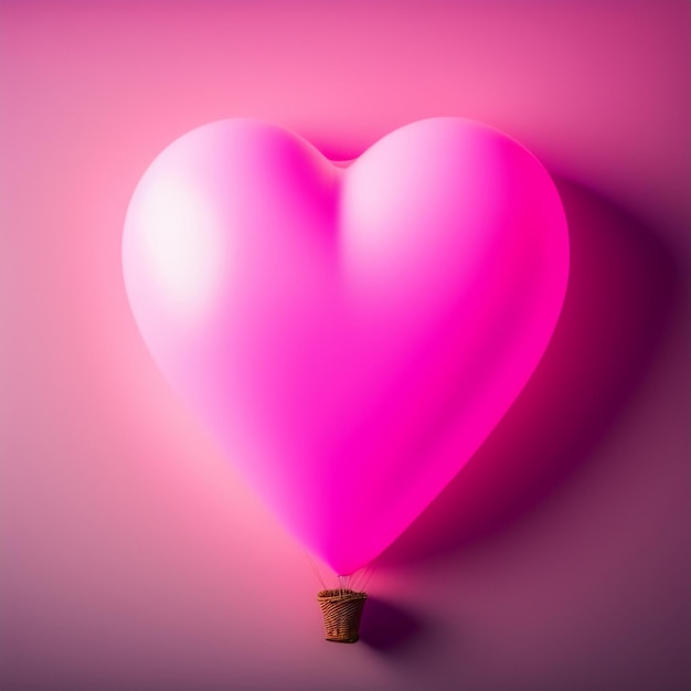 A pink heart shaped balloon with a hole in it.