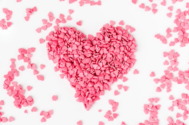 Free photo pink heart-shaped sprinkles