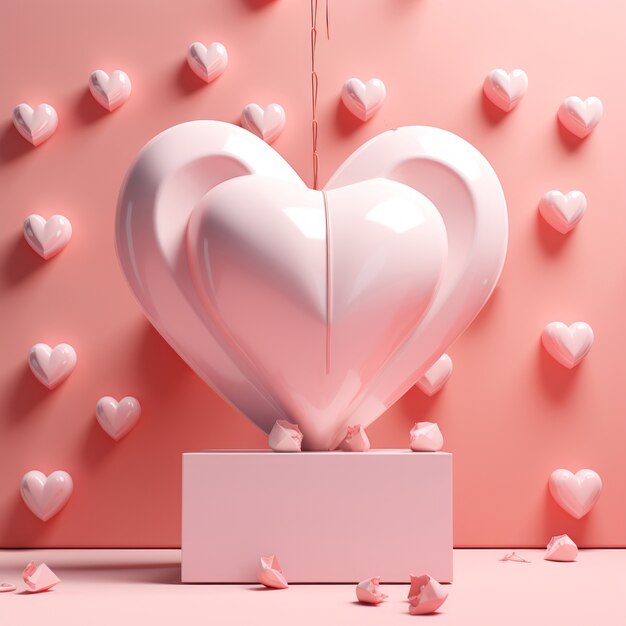 Pink heart in studio