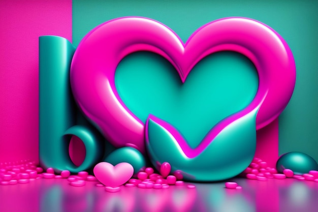 Розовое сердце со словом любовь на нем
