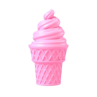 흰색 격리 배경에 핑크 아이스크림 3d 렌더링 그림