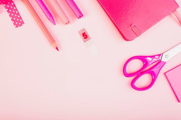 Pink kit stationery with notepad and scissors