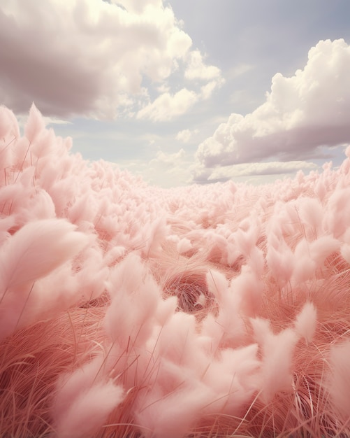 Бесплатное фото Розовый природный пейзаж с растительностью