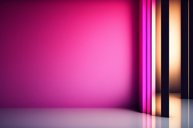 A pink and orange wall with a curtain that says light