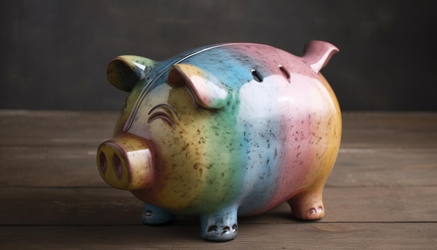 Pink piggy bank saves for prosperous retirement generated by AI