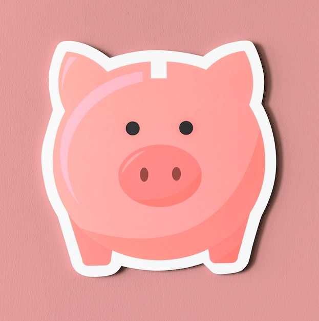 Pink piggy bank savings icon