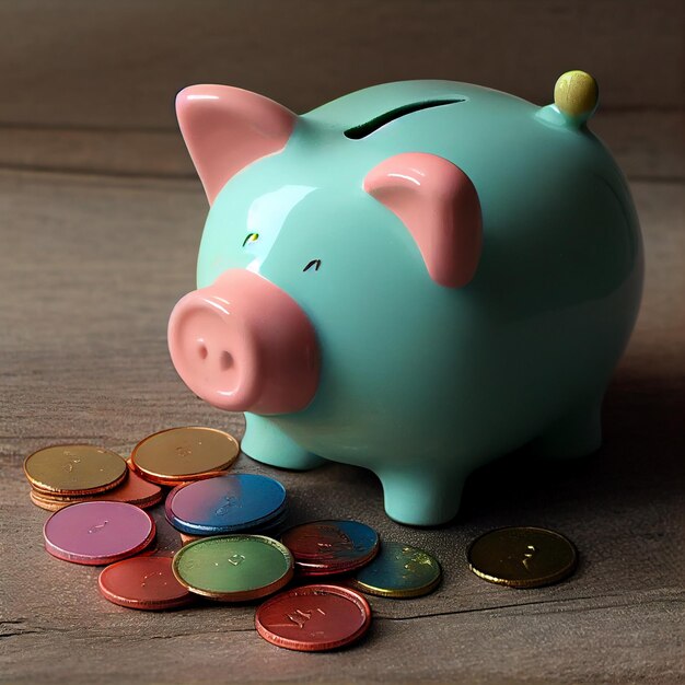 Pink piggy banks symbolize financial success and security generated by AI