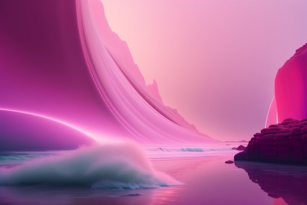 Free photo a pink and purple background with a wave in the water