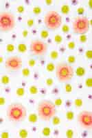 Free photo pink; purple and green flower pattern on white background