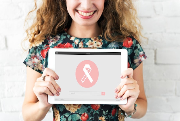 핑크 리본 유방암 건강 관리 개념