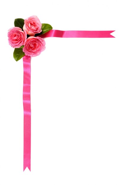 Pink ribbon with pink flowers