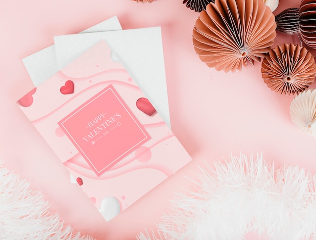 핑크와 로맨틱 발렌타인 데이 카드