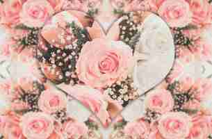 Free photo pink roses with heart shape