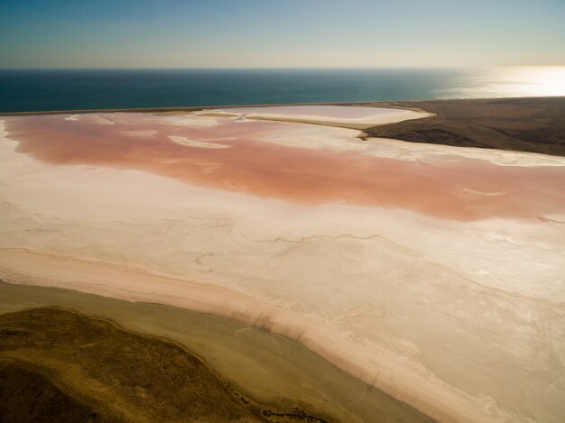 pink salt lake in Crimea