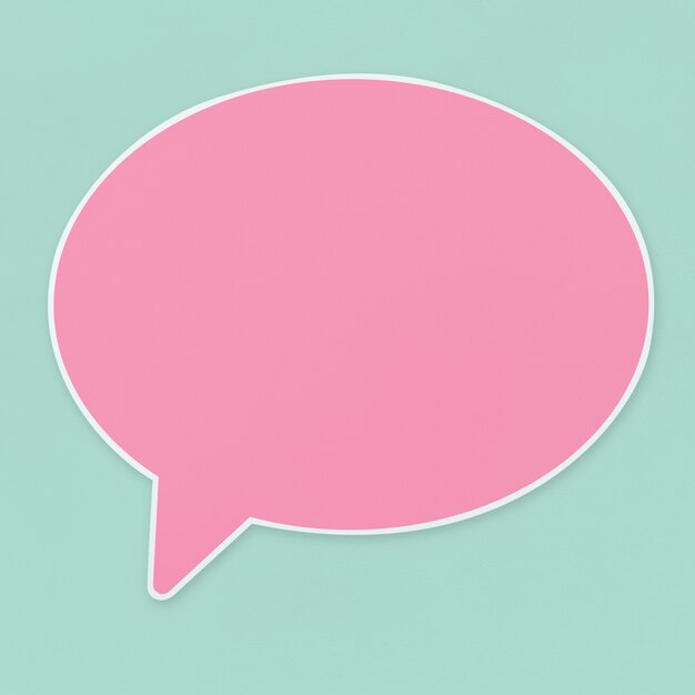 Pink speech bubble icon isolated