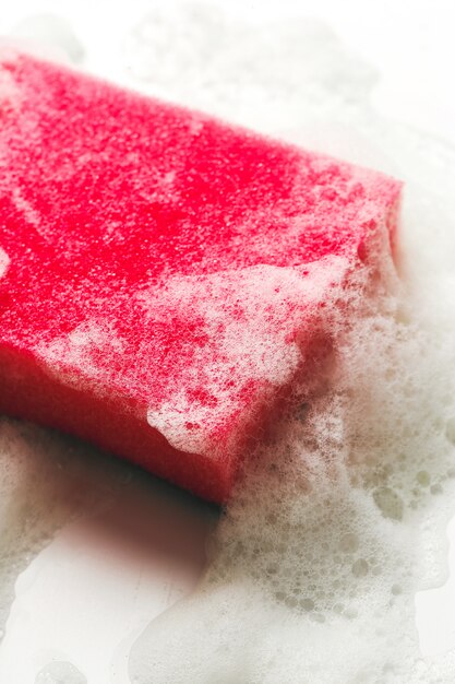 Pink sponge with foam