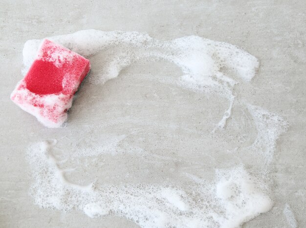 Pink sponge with foam