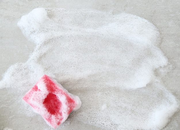 Pink sponge with foam