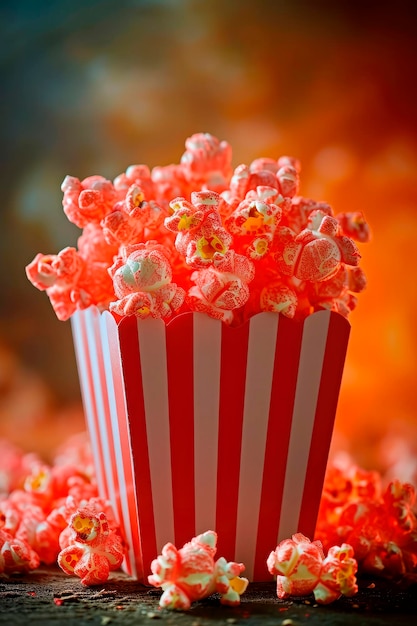 Free photo pink sweet popcorn in box