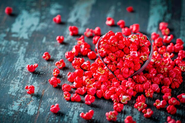 pink sweet popcorn in heart box