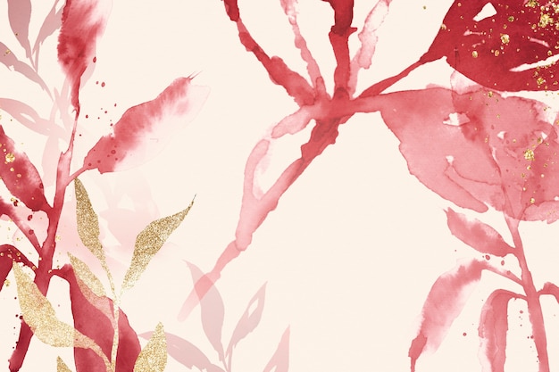 Free photo pink watercolor leaf background aesthetic spring season