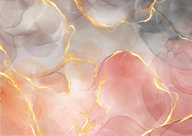 Бесплатное фото Розовый акварельный текстурированный фон со следами золотого блеска