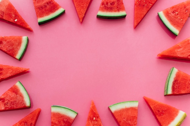 Pink watermelon background with copyspace