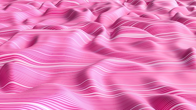 Pink weave lines. abstract background colored dynamic waves cloth wavy folds 3d illustration