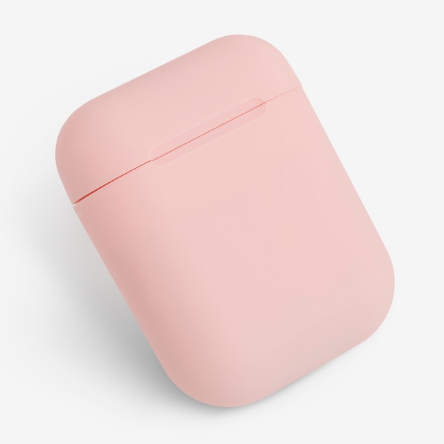 Pink wireless earbuds case mockup digital earphones