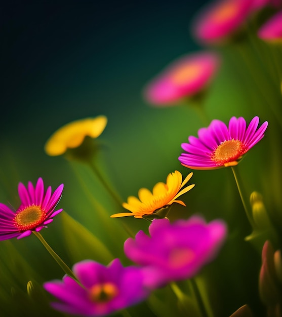 Foto gratuita un fiore rosa e giallo è in un campo