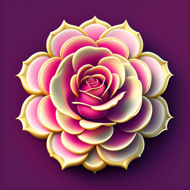 A pink and yellow flower with a diamond on the center.