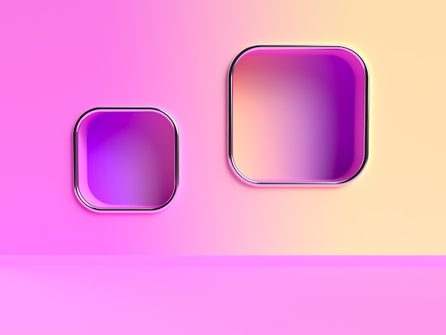 Pink yellow wall gradient abstract 3d rendering scene