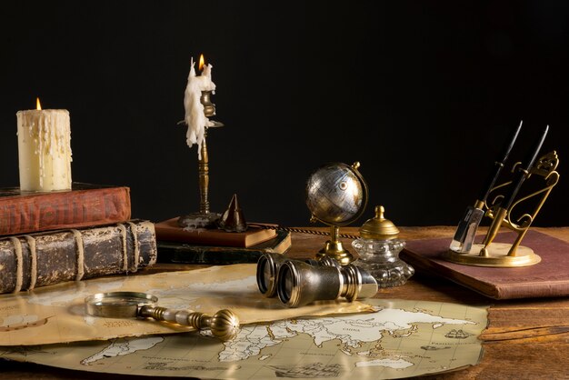 Pirate artifacts arrangement still life