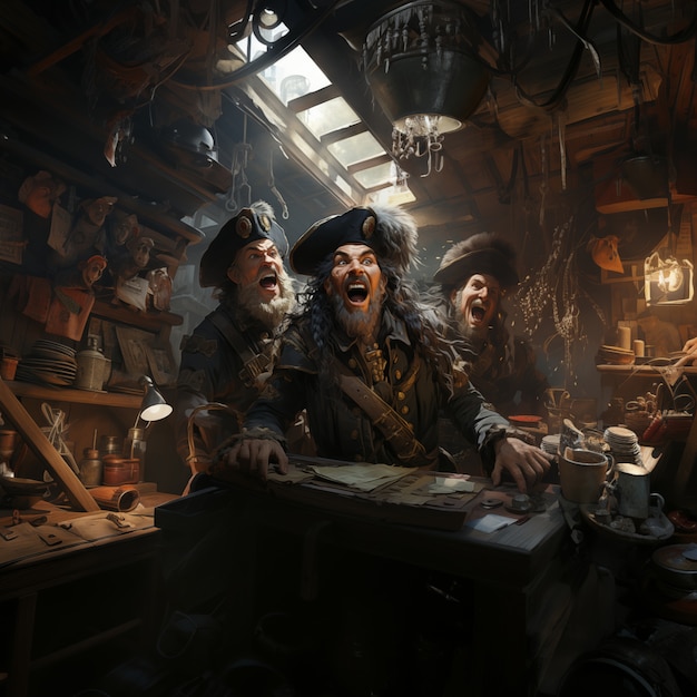 Free photo pirate character portrayed in digital art style