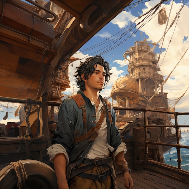 Free photo pirate character portrayed in digital art style