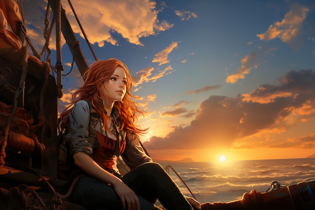 デジタルアートスタイルで描かれた海賊キャラクター