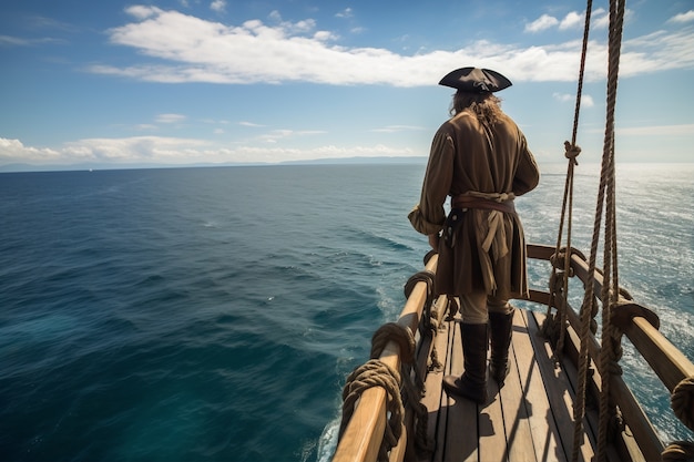 Foto gratuita pirata che guarda il mare