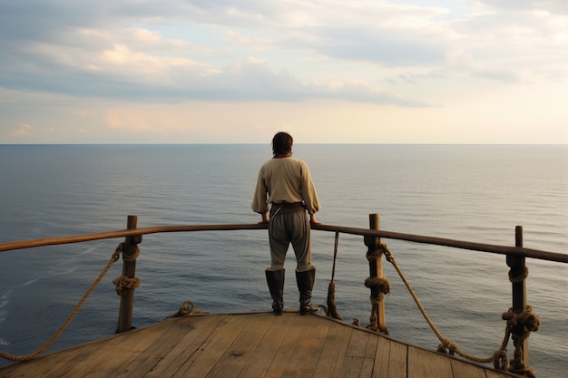 Free photo pirate looking at the sea