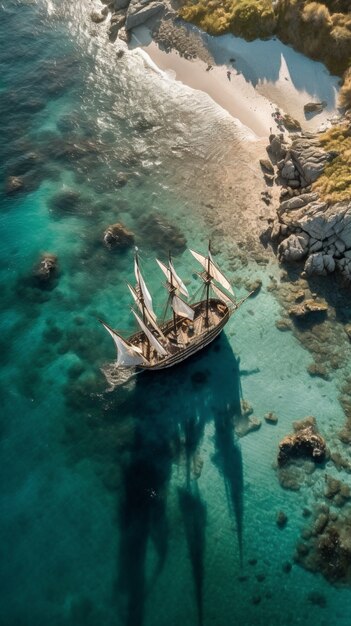 海を航行する海賊船