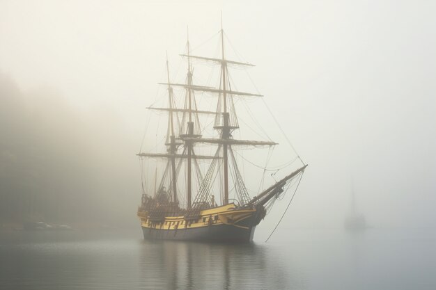 Pirate ship sailing on the sea