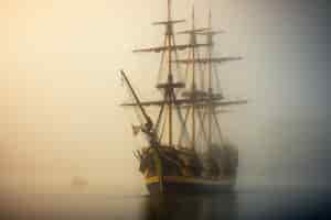 Free photo pirate ship sailing on the sea